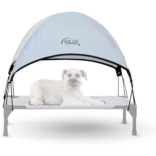 K&H Pet Products Outdoor Elevated Dog Cot Canopy, Cooling Sun Tent Shades Pets, Washable, Water-Resistant, Designed to Fit K&H Medium Elevated Dog Cots (Sold Separately) - Medium 32 X 25in Gray