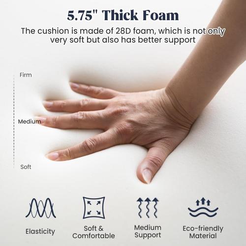 puredown® Outdoor Seat Cushions 24 X 24 X 5.75 Inch, Waterproof & Fade Resistant Patio Furniture Replacement Cushions with Removable Cover for Chair, Sofa, Couch, Wicker, Beige