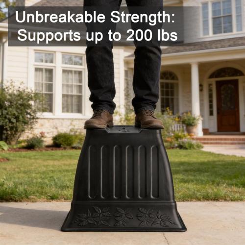 BTPLASTIK 18 inch Large Square Planter for Plants - 4 Pack Decorative Black Plastic Flower Pots with Drainage Holes & Raised Base, 14 Gallon Vintage Garden Pot for Outdoor, Patio, Porch (15 Tall)