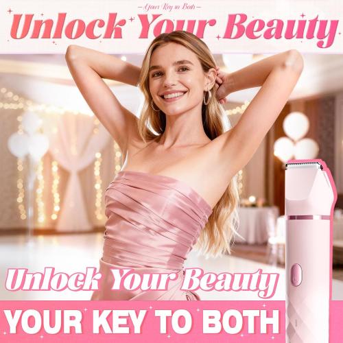 Bikini Trimmer for Women, IPX7 Waterproof, Painless Rechargeable Electric Razor Remover, 2-in-1 Facial & Pubic Hair Removal for Sensitive Skin, Portable Travel Size, Women’s Gift, Pink