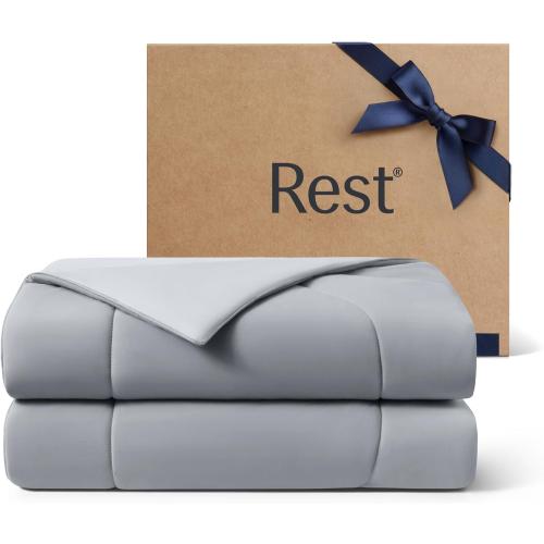 REST® Evercool® Cooling Comforter, Twin/Twin XL, Blanket for Hot Sleepers, All Season Bedding to Keep Cool for Night Sweats, Breathable Lightweight Blanket, 68x90 Inches, Cool Gray