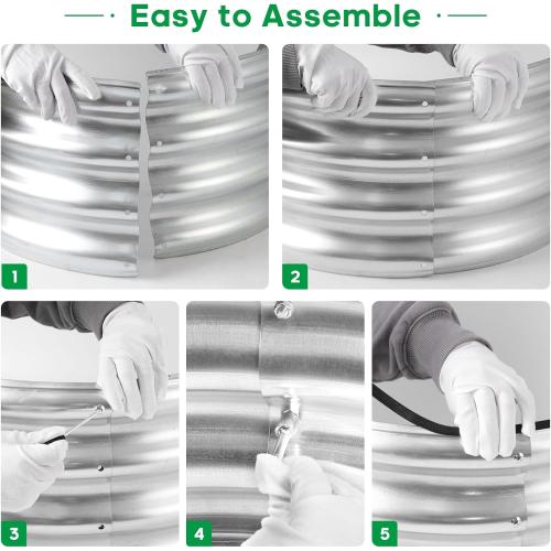 JERIA Raised Garden Bed,Galvanized Raised 2×2×1ft Planter Boxes Outdoor with Easy Assembly, Round Garden Bed for Vegetables, Fruits, Flowers