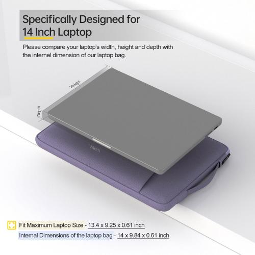 14 Inch Laptop Sleeve Case for HP Chromebook/Stream/Pavilion Plus 14, Lenovo IdeaPad, ASUS Vivobook Go, Dell Latitude Computer Bag, Ultra Violet