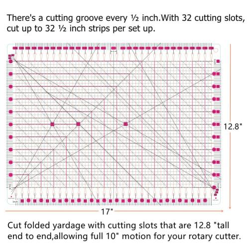 Slotted Quilting Ruler,15.5 x 10 Slotted Rulers for Quilting and Sewing Quilt Strip Rulers for Fabric Cutting