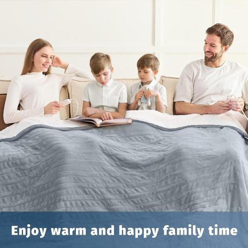 Grey 84x90 Heated Electric Blanket Queen Size - 84 x 90 Heating Blanket with Dual Control, 10 Heating Levels & 8 Hours Auto Off, Soft Warm Flannel Gift Blanket with Over-Heat Protection, ETL & FCC Certified