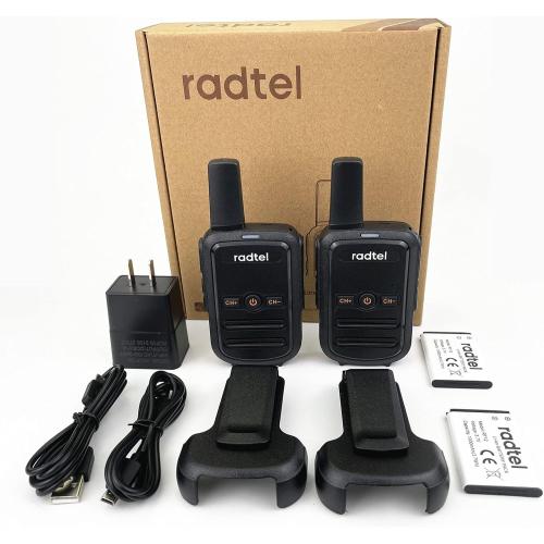 Radtel RT12 Walkie Talkies for Adults Rechargeable 2 Pack, Long Range Handheld FRS Two Way Radio 16CH Handsfree VOX for Camping Hiking (Black)