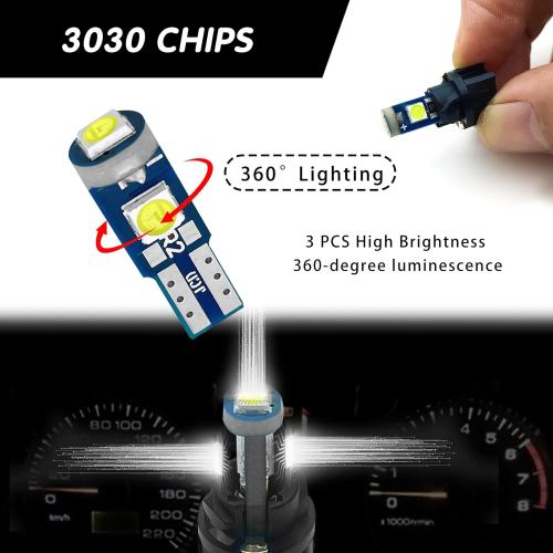 74 Led Bulb Dash Lights Super Bright, T5 37 74 LED Bulb with Twist Lock Socket PC74 PC37,Dashboard Lights, Instrument Cluster Bulbs Kits,Pack of 20 (White)