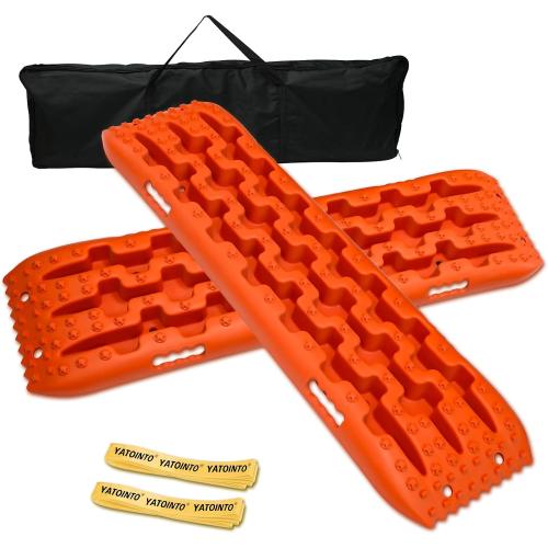 YATOINTO Off-Road Traction Boards, Recovery Boards for 4WD Mud,Sand,Snow,Rock Tracks.4X4 Pair Recovery Tracks Tire Traction Mats with 2 Straps&Storage Bag for RV Truck Jeep SUV,Orange