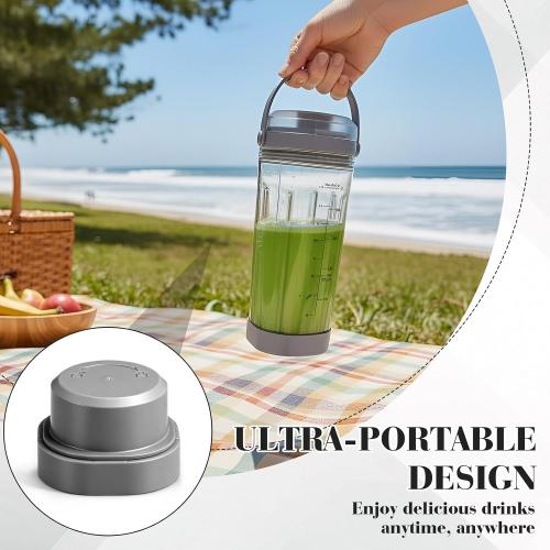 Portable Blender Blade Cover and Vessel Cap Compatible with Blast Portable Blender Bc100 Series and Bc151 Series, Replacement Accessories Lid Set, Plastic, Leak-proof Seal Dark Gray