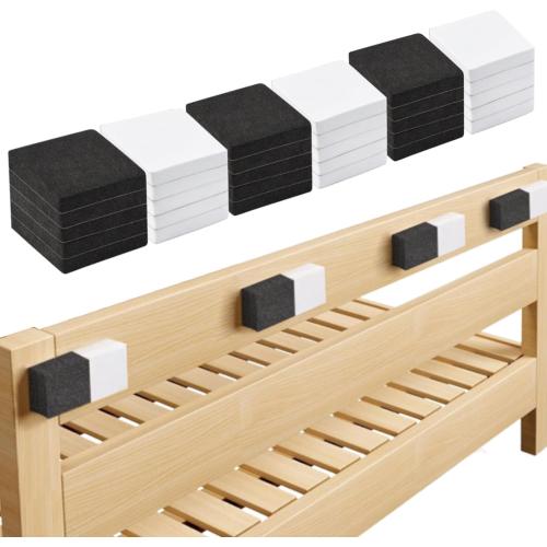 30 Pcs Furniture Pads, Eva Foam Headboard Stoppers for Wall, Bed stoppers, Anti-Vibration Soundproof Pads for Bed Frame|Headboard, Self Adhesive, Square Black and White