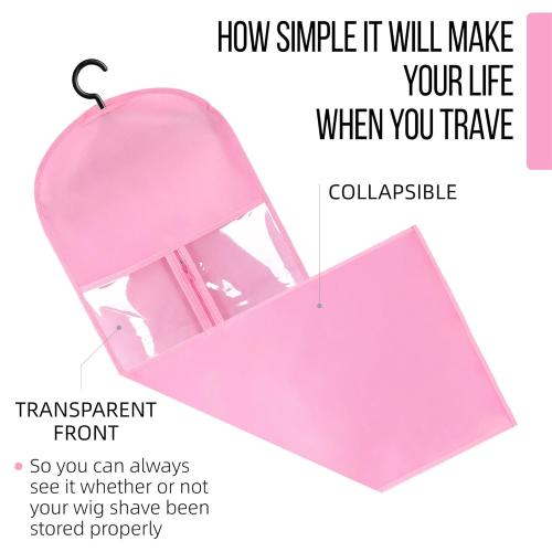 3PCS Hair Extension Holder Dust-proof Bags with Hanger Portable Storage for Multiple Wigs Holder Stand with Transparent Zip Up Closure