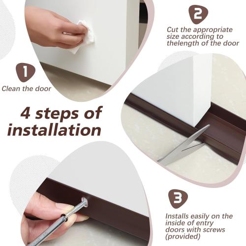2 Sets Size 3/4x36 Color brown Door Sweep Plastic PVC 1 3/4 x 36 Slide on Bottom Exterior Door Seal Strip for Weather Stripping Draft Stopper (Brown)