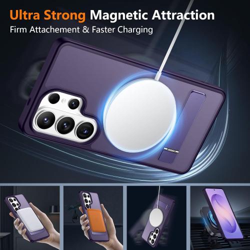 SPIDERCASE Magnetic for Samsung Galaxy S26 Ultra Case,[Built-in Invisible Kickstand][Compatible with Magsafe] Slim Translucent Matte Phone Case for S26 Ultra 6.9'', Purple