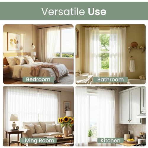 No Adhesive Heavy Duty Curtain Rod Holders with Wide Hook, 5X Stronger Than Adhesive Curtain Rod Hooks,Tension Curtain Rod Bracket for Wall with Pin Guide, Curtain Wall Mount (4 Pack, for 0.75 Rods)