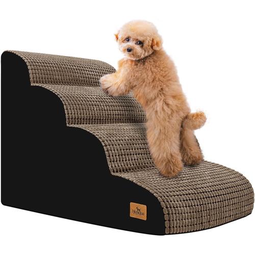 SAGE GREEN Dog Srairs for Small Dogs, 4-Step Dog Ramp for High Beds and Couch, Foam Dog Stairs with Durable Non-Slip Waterproof Fabric Cover, Pet Stairs for Pets Joint