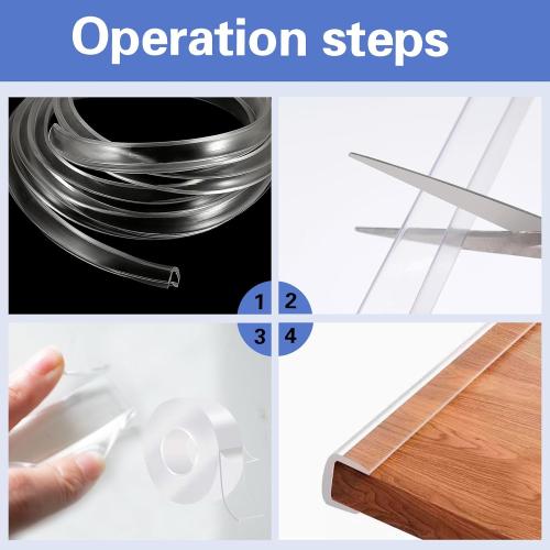 16.4 Ft Cabinet Edge Protectors with Nano Tape, Clear Cuttable Cabinet Door Protector Slip-On Rubber Kitchen Drawer Guard to Prevent Wear, Chipping, Suitable for Thickness Less Than 3/4 Inch
