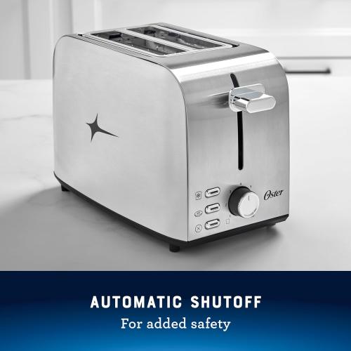 Oster 2-Slice Toaster with Extra Wide Slots, Bagel Toaster, Stainless Steel
