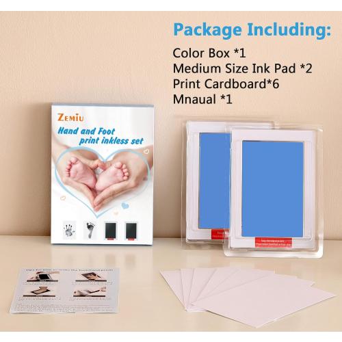 2-Pack Large Clean-Touch Ink Pads, Baby Handprints and Footprints for 0-18 Months, Inkless Hand and Footprint Kit,Baby Print,DIY Newborn Keepsake Gifts,Cat/Dog Paw Print Kit-Light Blue