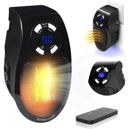 Smart Thermostat Space Heater,450W Portable Electric Small Heaters With Timer/Overheat Protection,Safe heater,Energy-saving heater with LED Display,Heaters for Office Bathroom RV Indoor Use (Black)