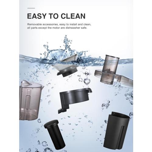 Color  black Qcen Juicer Machine, 800W Centrifugal Juicer Extractor with Wide Mouth 3” Feed Chute for Fruit Vegetable, Easy to Clean, Stainless Steel, BPA-free (Black)