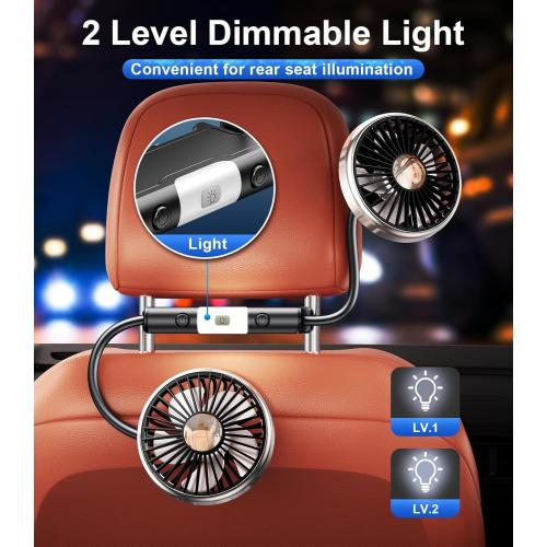 Dual Head Gooseneck Car Cooling Fan for Back Seat Kids, Usb Powered 3 Speeds Car Seat Headrest Fan for Baby Rear Facing, Summer Car Accessories Cooler That Blow Cold Air for Sedan Suv Rv Truck
