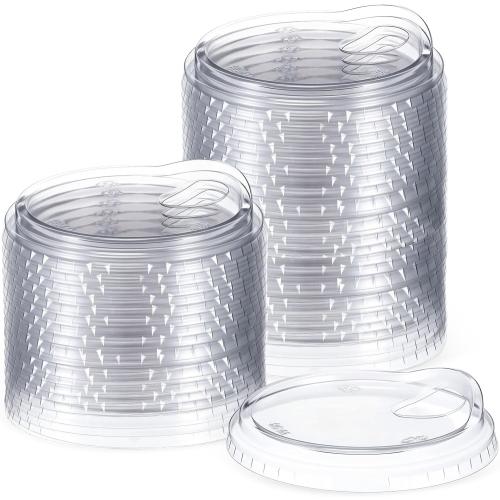 50 Pcs Strawless Sip Lids Clear for 12-24oz,Transparent,98mm