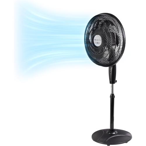 Comfort Zone PowrCurve Oscillating Pedestal Stand Fan, 18 inch, 6 Blades, Tri-Curve Grill for Reduced Noise, 180° Adjustable Tilt, Button Control, Ideal for Home, Bedroom & Office, CZST180BK