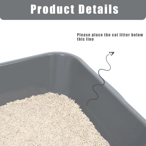 1 Pack of Extra Large Cat Litter Box (ABS Material), Low Entry Senior Litter Pen for Geriatric Kitty Big Cats, Jumbo Pet Safe Litter Boxes Tray for Indoor Pets Potty (Gray, 24 L x 20 W)