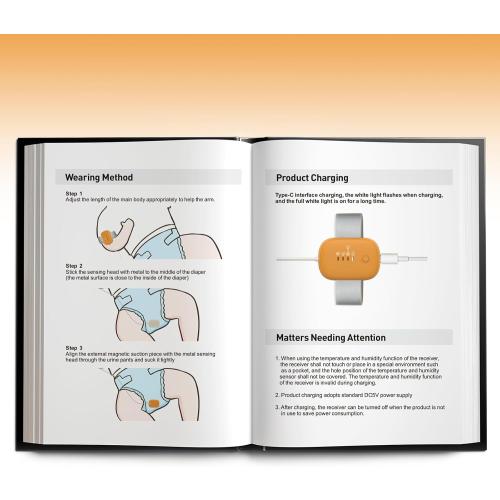 Bed Wetting Alarm for Girls,Boys,3 Alarm Modes-Loud Sound,High Sensitivity Sensors,USB-Charging,Standby Time Over 120 Hours(Orange)