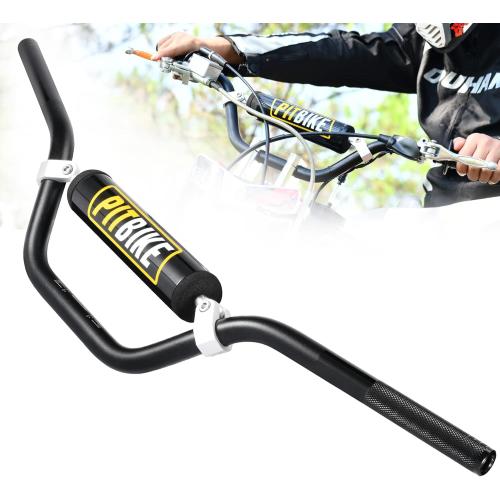 RUTU 7/8 Dirt bike Handlebars with Foam Pad - Motorcycle Handlebars Compatible with CRF YZF KXF, KLX, RMZ, DRZ Pit Dirt Bikes, ATVs, Quad - 6061-T6 Aluminum Handlebar with Heat Treatment HRC16 Black