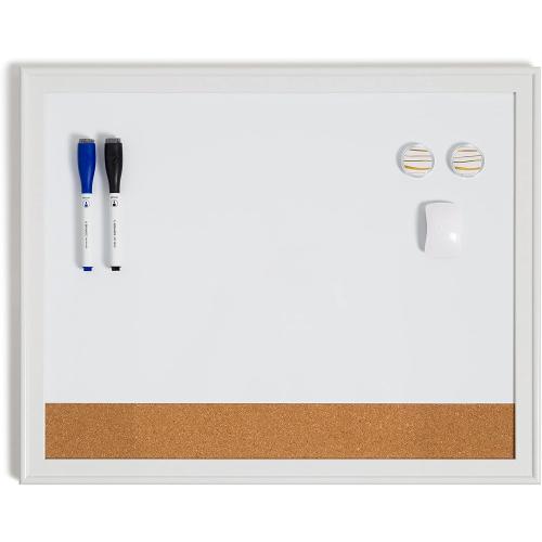 U Brands Magnetic Dry Erase Combo Board Value Pack, Includes Markers, Magnets, and Eraser,16 x 20 Inches