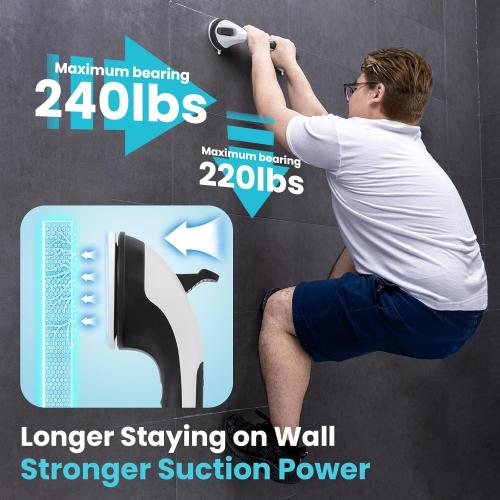 TAILI Grab Bars for Shower Glow in The Dark, 2 Pack 12.2 in Grab Bars for Bathtubs and Showers,Safety Grip,Shower Handle Shower Rail for Seniors and Elderly Removable No Drilling Waterproof Black