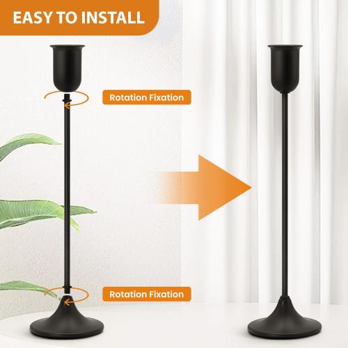 Candle Holder - 3 PCS Candlestick Holders - Vintage Candle Stick Holder - Modern Decorative Centerpiece - Cozy Atmosphere Gift for Home Decor, Wedding, Black Taper