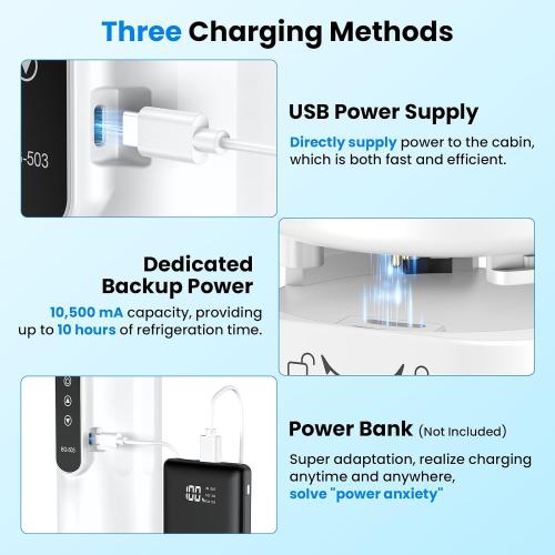 Hopelake Insulin Cooler Travel Case, Portable Insulin Refrigerator(4-7 Pens), Medication Travel Cooler with Temp Display(32℉-68℉), USB Charging/Dedicated Backup Power/Portable Cup Sleeves