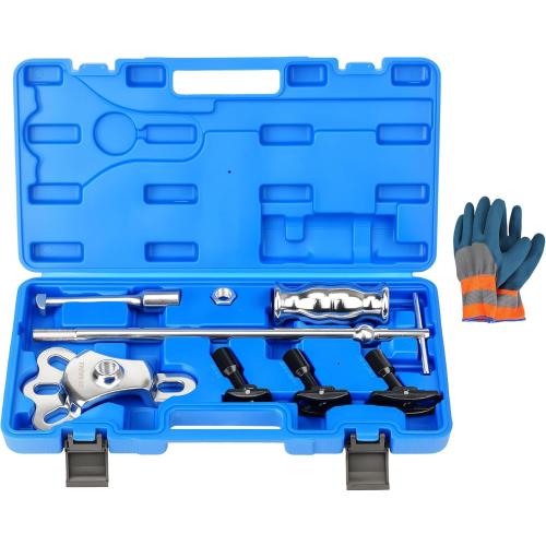 Rear Axle Bearing Remove Puller Tool Kit, Slide Hammer and Bearing Remover Set with Slide Hammer Yoke and 3 Rear Axle Puller Adapters, 1 to 2-7/8 IDs