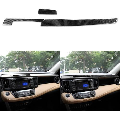 NVCNX Real Carbon Fiber Trim for Toyota RAV4 Interior Accessories | for 2013-2018 2014 2015 2016 2017, Dashboard Warning Light Switch Button Panel Cover, Thick Overlay Sticker Decal