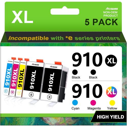 910 XL 910XL Ink Cartridges for HP 910XL Ink Cartridges Combo Pack Compatible for HP Ink 910xl Black and Color Combo Pack Work for HP Officejet Pro 8020 8025 8028 8010 8035 Printers, 5 Pack
