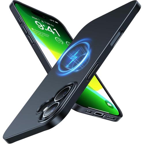 TORRAS Magnetic Slim-Fit for iPhone 16 Case 6.1 inch, Ultra-Thin 16 Phone Case Compatible with MagSafe Phone 16 Case, Light Anti-Scratch Matte Hard PC Bayer OriginFit, Black