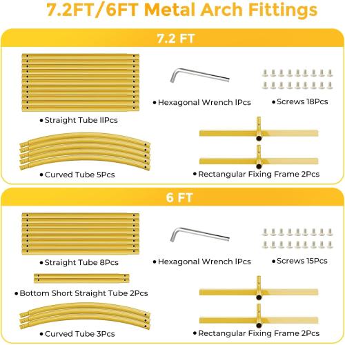 Metal Arch Backdrop Stand, 7.2FT 6FT Wedding Arch Frame, Gold Wedding Arch Backdrop Stand Set of 2, Balloon Arch Backdrop for Wedding Birthday Party Baby Shower Graduation Ceremony Decor