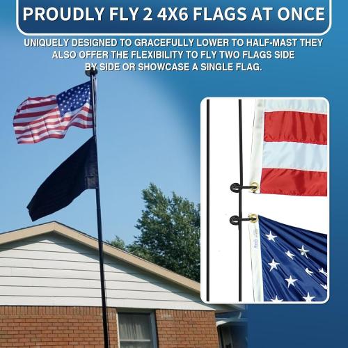 Flag Pole for Outside House, 19 FT Heavy Duty 45K PSI & 95 HBW Hard Aerospace Aluminum Flagpole Kit, Unbending Outdoor In-Ground Flag Poles with 3x5 American Flag for Yard, Residential or Commercial