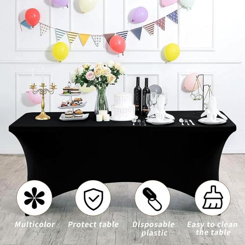 Fixwal 6FT Black Table Cloth Rectangle Tables, 10 Pack Spandex Table Cloths for 6 Foot Rectangle Tables, Fitted Rectangular Stretch, Washable Patio Table Cover (72Lx30Wx30H Inch)