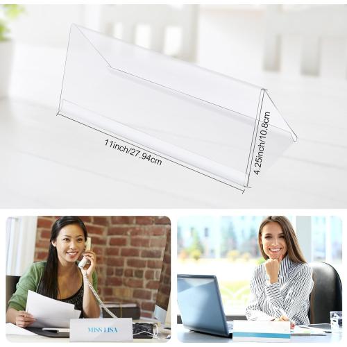 Vicenpal 15 Pieces Clear Plastic Name Tent Holders 11 x 4.25 Acrylic Name Plate for Desk PVC Card Tent Holder Desk Sign Frame for Table Office Business Conference Meeting Room School Display Stand