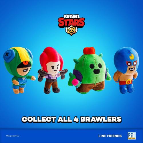 P.M.I. Brawl Stars Plush | 8-Inch Soft & Huggable Stuffed Toy | Collectible Plushie of Leon, El Primo, Colt, or Spike Mystery Pack at Random | Official Licensed Brawler Plush for Fans & Kids