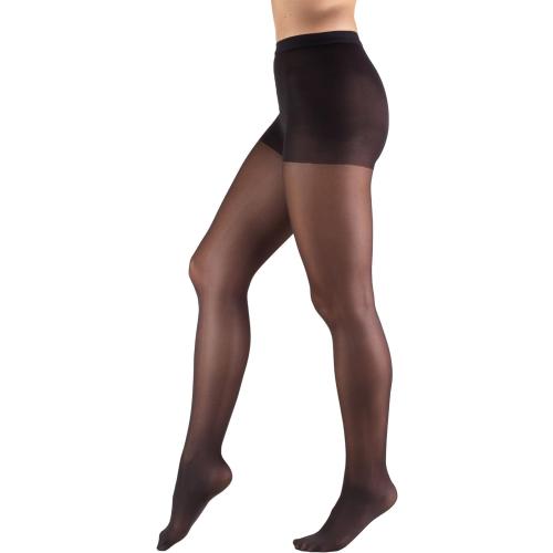 Truform Queen Size Sheer Compression Pantyhose, 8-15 mmHg, Women's Shaping Tights, 20 Denier, Black, Queen