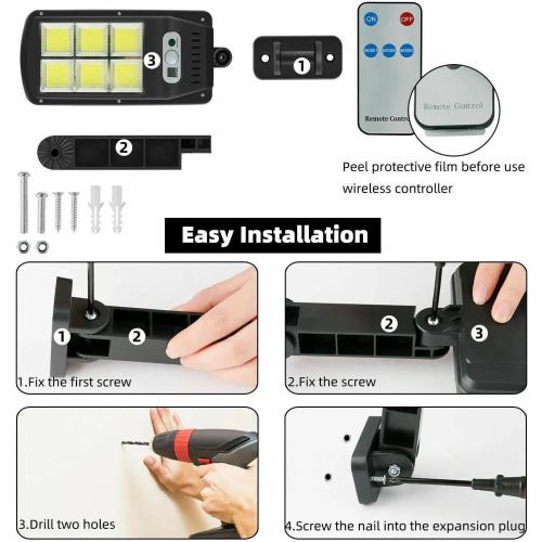 Solar Lights Outdoor, 6000 Lumens 4pack 108COB LED Solar Powered Motion Sensor Wall Lamp - IP65 Waterproof with Remote Control, Durable Security Light for Outside Wall, Garden, Yard, Porch (4Pack)