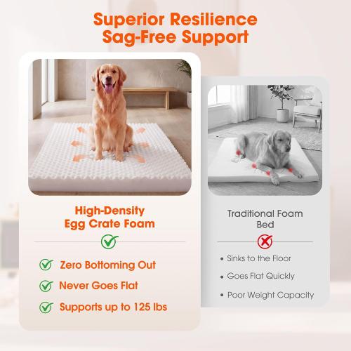Waterproof Orthopedic Dog Bed for Extra Large Dogs with Bolster | Extra Thick High-Density Joint Support Foam, Washable Cover & Anti-Slip Bottom, Heavy Duty Waterproof Dog Couch Bed.