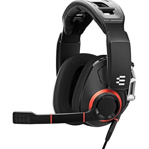 EPOS I SENNHEISER GSP 500 Wired Open Acoustic Gaming Headset, Noise-Cancelling Microphone, Adjustable Headband with Customizable Contact Pressure, Volume Control, PC   Mac   Xbox   PS4, Pro –Black/Red