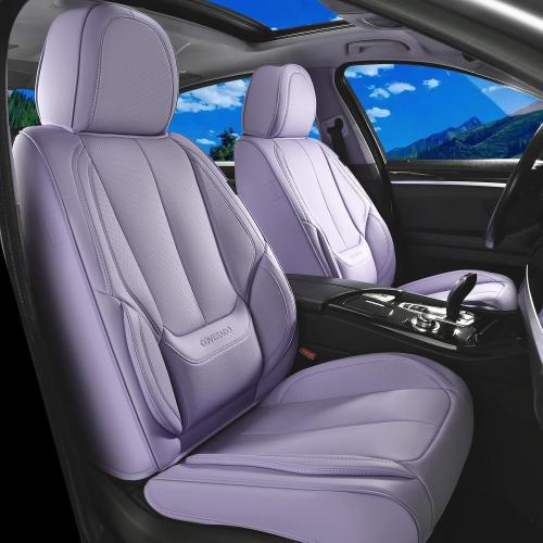 Color Purple Car Seat Covers Full Set, Seat Covers for Cars, Car Seat Covers Front Seats and Back Car Seat Protector Waterproof, Leather Car Seat Cushion Universal Fit for Most Cars Purple