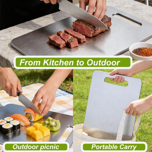 Stainless Steel Cutting Board with Lip 304 Metal Chopping Board for Kitchen (One Size, Oblong)