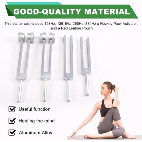 Chakra Tuning Forks 128Hz, 136.1Hz, 256Hz, 384Hz forHealing,Sound Therapy,Keep Body